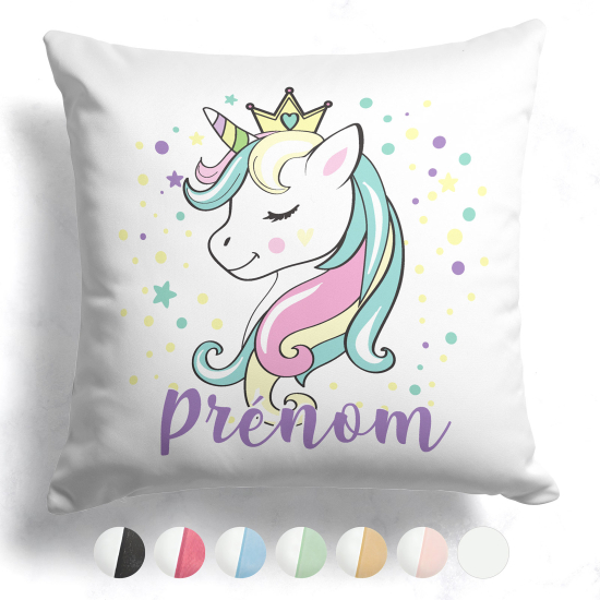 Cuscino bicolore personalizzato - Principessa unicorno