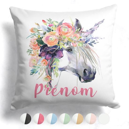 Cuscino bicolore personalizzato - Unicorno