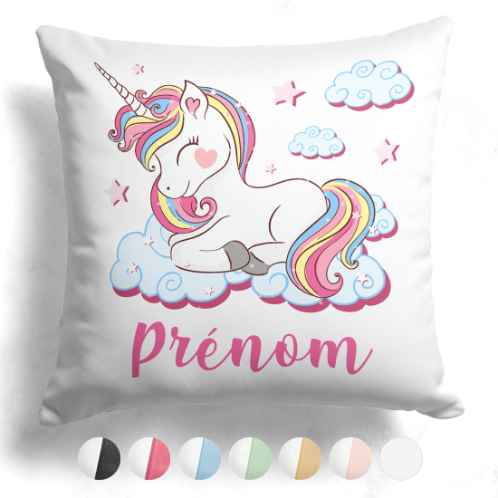 Cuscino bicolore personalizzato - Unicorno nuvole