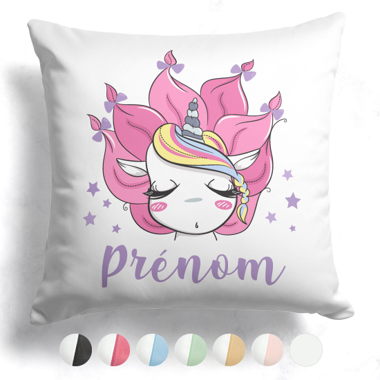 Cuscino bicolore personalizzato - Unicorno stelle