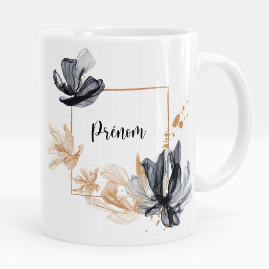 Tazza / Mug personalizzata - Fiori nero dorato