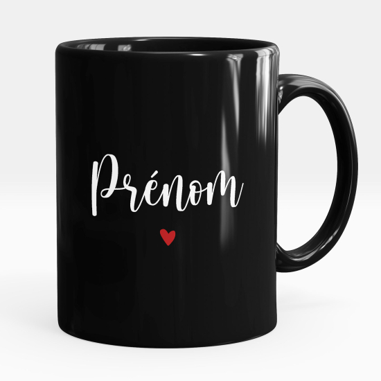 Tazza / Mug personalizzata Nero integrale - Nome cuore