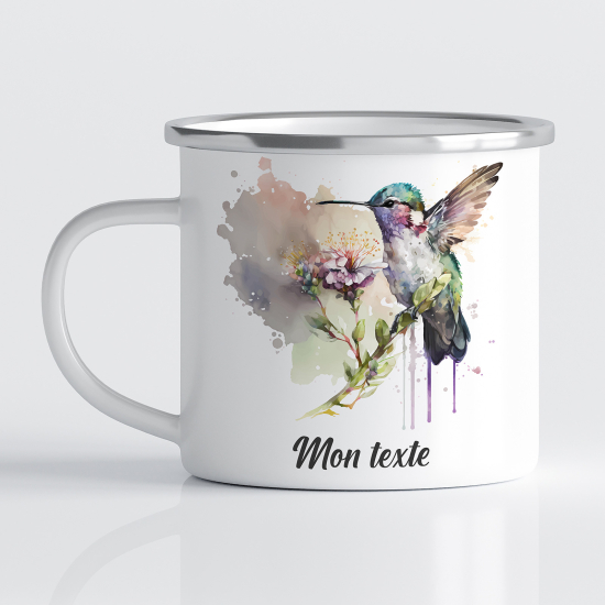 tazza smaltata personalizzata - Colibrì Fiore